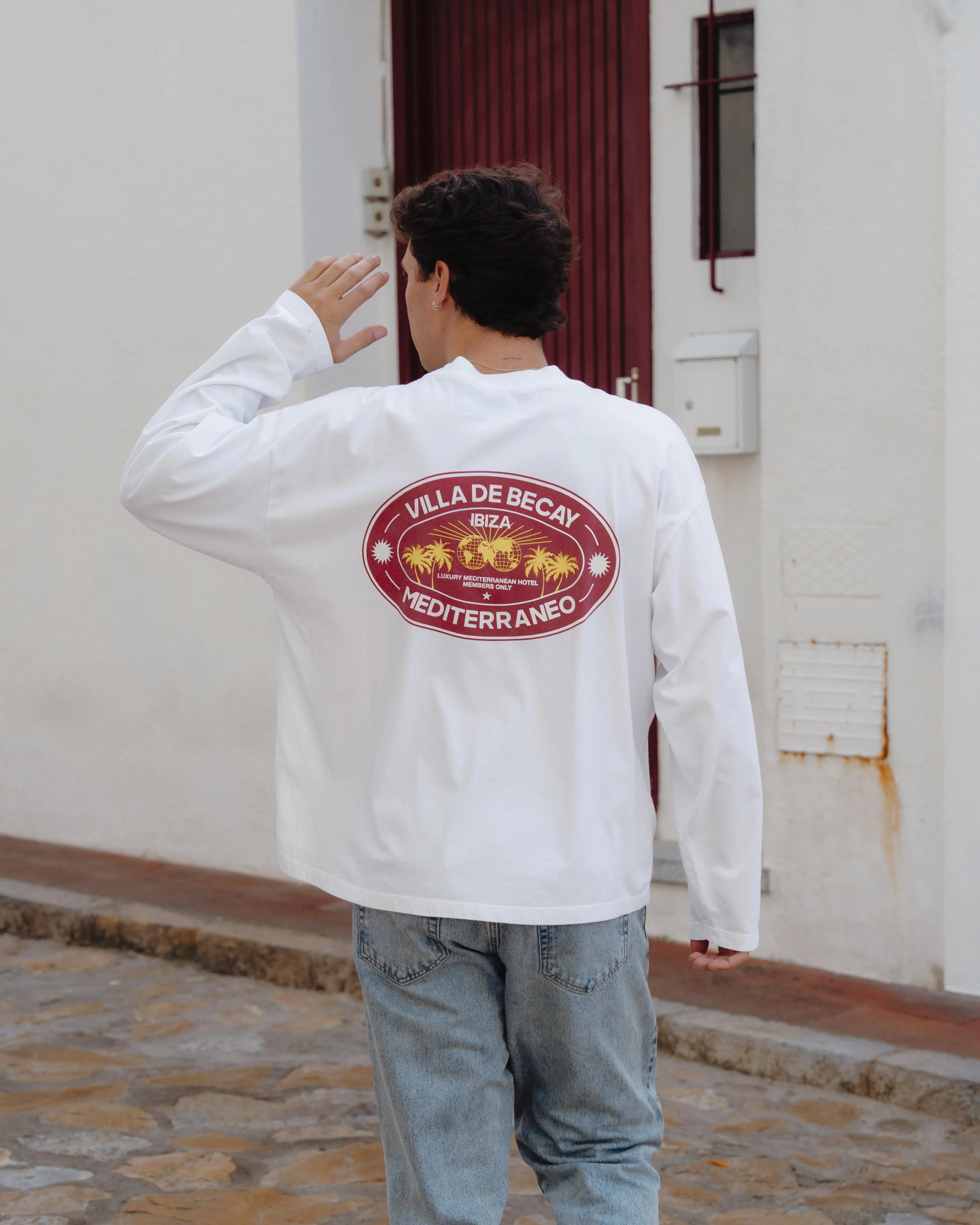 Hotel Longsleeve White & Red